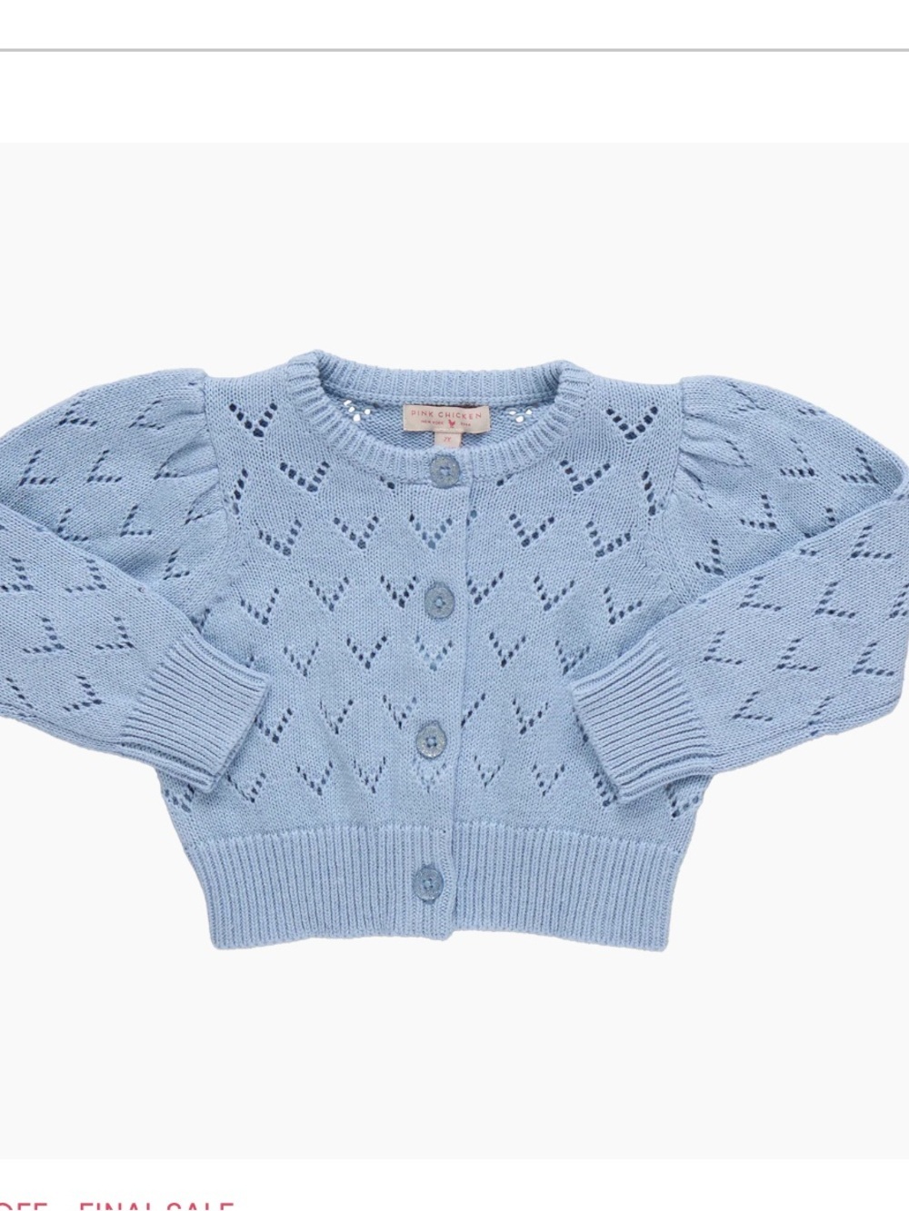 NWT Pink Chicken Girls Sadie Sweater Light Blue sz 2Y